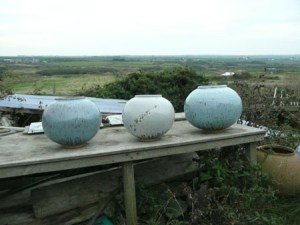 Pots in landscape