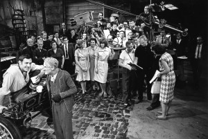 Steptoe and Son, Harry H. Corbett as Harold Steptoe, Wilfrid Brambell as Albert Steptoe & Duncan Wood with various cast members & studio crew, 1965, Copyright BBC